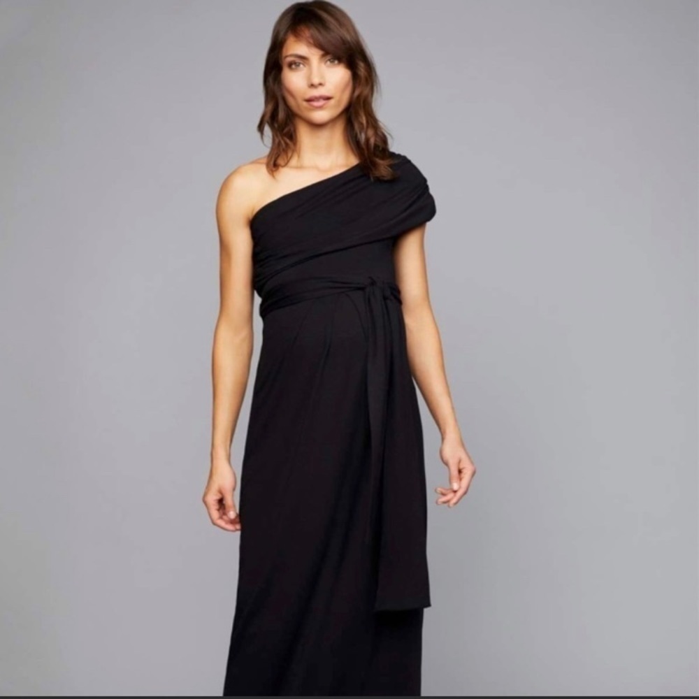 Isabella Oliver‎ black one shoulder maternity dress